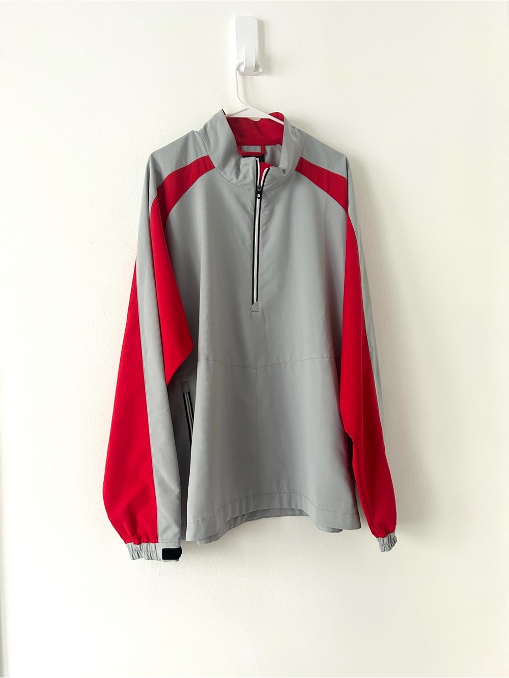FootJoy FJ Men’s XL Golf Windbreaker Pullover Gray Red 1/4 Zip Jacket